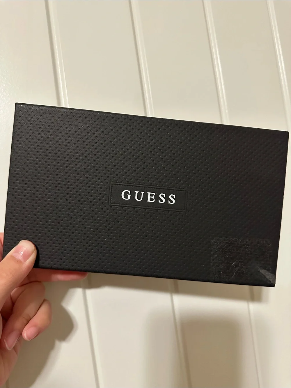 GUESS Black Mens Leather Wallet and Card Case Set with Red Stitching